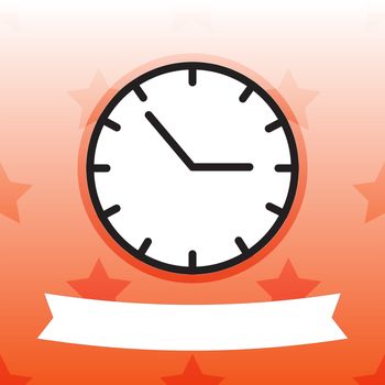 Vector image of clock on colored background