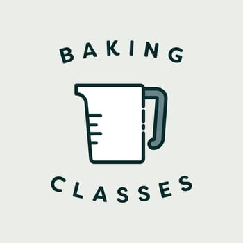 Vector image of measuring jar with text baking classes against white background