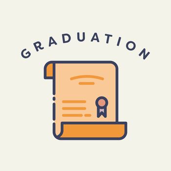 Vector image of degree with text graduation against white background