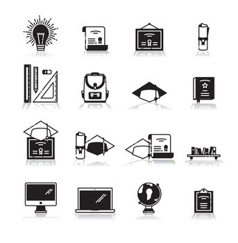 Vector icon set of education against white background