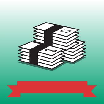 Vector image of dollars stack with text volunteer against white background