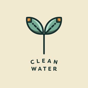 Vector icon of leaves with text clean water