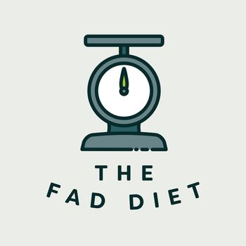 Vector image of scale with text fad diet against white background