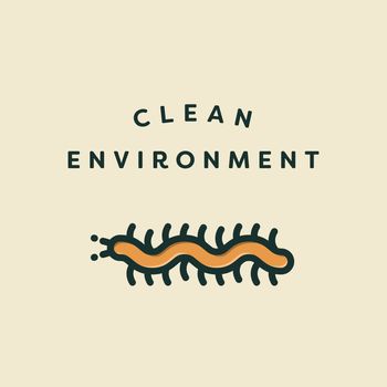 Vector icon of a caterpillar with text clean environment