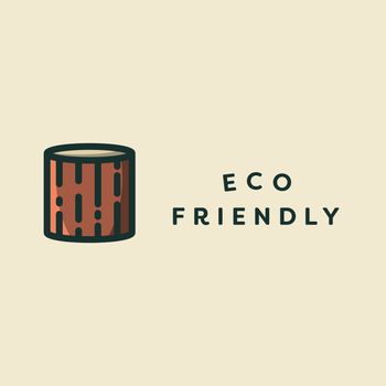 Vector icon of a cut tree trunk with text eco friendly