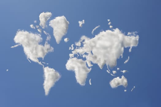 Digital composite of an assortment of Clouds that have formed the shape of the world