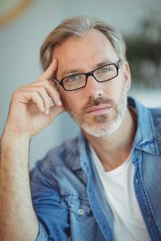 Portrait of male business executive sitting in office