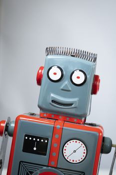 A vintage robot smiling themes of retro humour