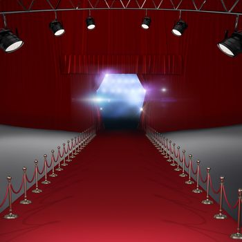 3d Spotlights  against view of lights