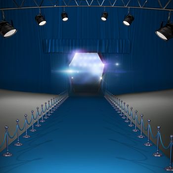 3d Spotlights against view of lights