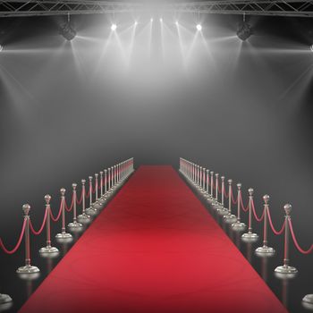 3d Spotlights against black background with vignette