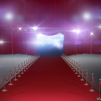 3d Curtains of red color  against red curtain