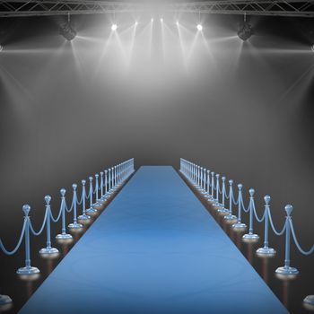 3d Spotlights against black background with vignette