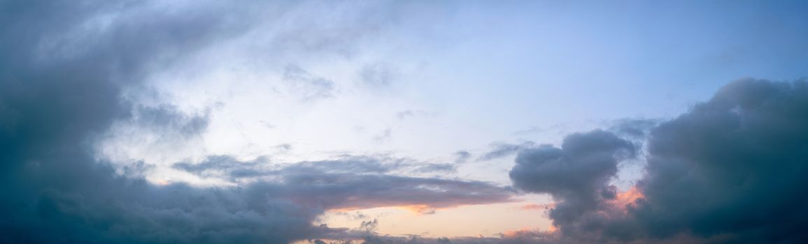 Panorama sunset with dark clouds just before the dark comes