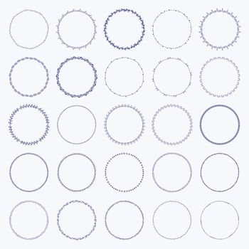 Vector icon set of round frames against white background