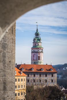 View to Cesky Krumlov Castle Tower, Czech Republic