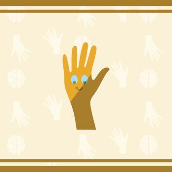 Vector of greeting card with autism hand symbol