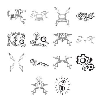 Vector icon set of networking against white background