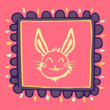 Vector of greeting card with easter bunny drawing