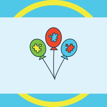 Vector of greeting card with puzzle balloon symbol