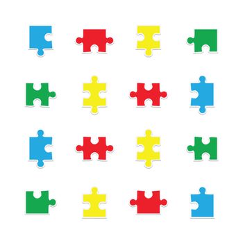 Vector icon set for jigsaw puzzle against white background
