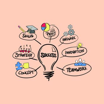 Vector icon of success concepts against pink background