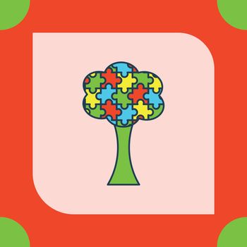 Vector of greeting card with autism tree symbol