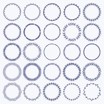 Vector icon set of round frames against white background