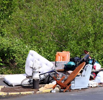 Tenants eviction with their furniture on the street.