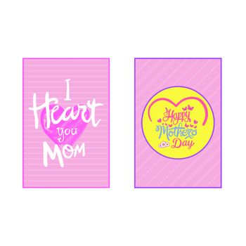 Vector set of mothers day wishes against white background