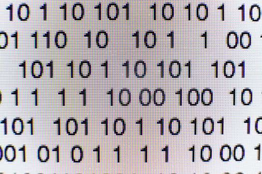 Binary code on a computer screen