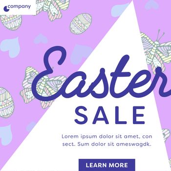 Vector of card with easter sale message and lorem ipsum text