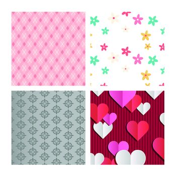 Vector set of various patterns against white background