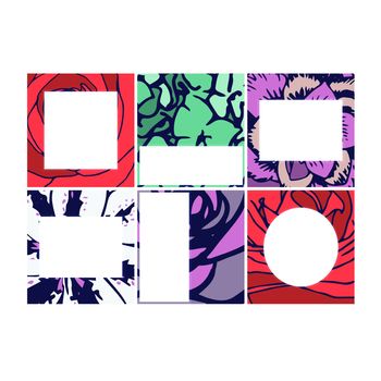 Vector set of frames with different patterns against white background