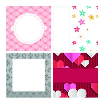 Vector set of frames with different patterns against white background