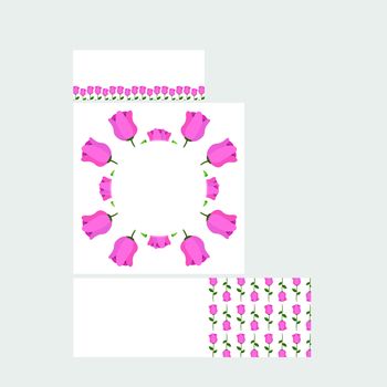 Vector set of floral frames against white background