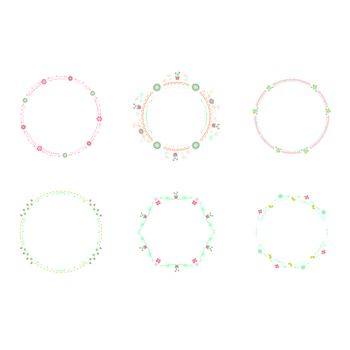 Vector set of various circular frames against white background