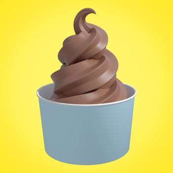 3D Composite image of a cupcake against yellow background