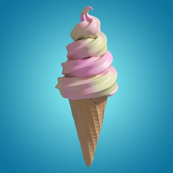 3D Composite image of a ice cream against blue vignette background