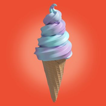 3D Composite image of a ice cream against red background