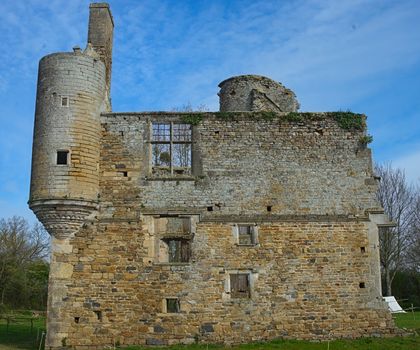 Remaining of an stone wall and towers on an 16th century castle