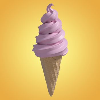 3D Composite image of a ice cream against yellow vignette