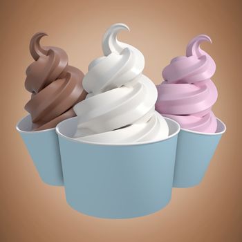 3D Composite image of cupcakes against brown background