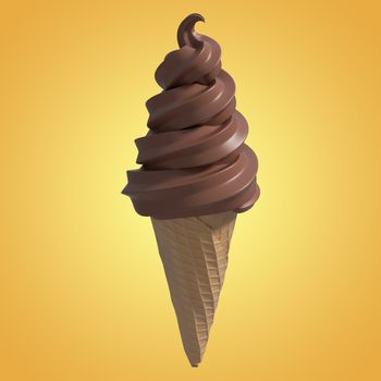 3D Composite image of a ice cream against yellow vignette