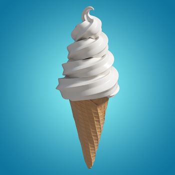 3D Composite image of a ice cream against blue vignette background