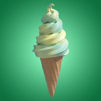 3D Composite image of a ice cream against green vignette