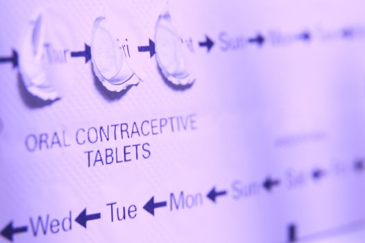 Close up of female contraception pills