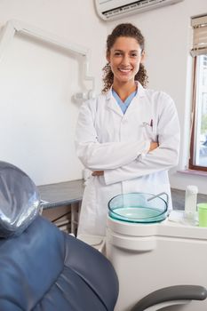 Confident dentist smiling at the camera at the dental clinic