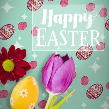 Easter greeting against picture of a flower