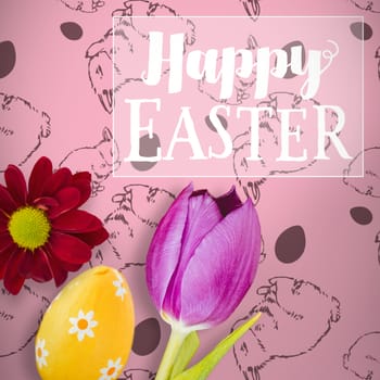 Easter greeting against picture of a flower